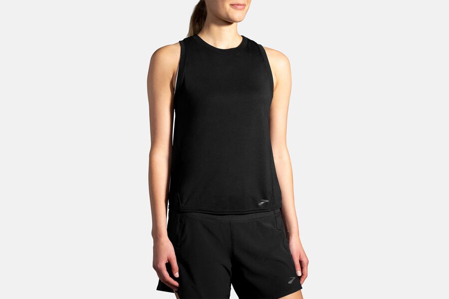 Womens Brooks Distance Tank Tops Black | 458397-QDN